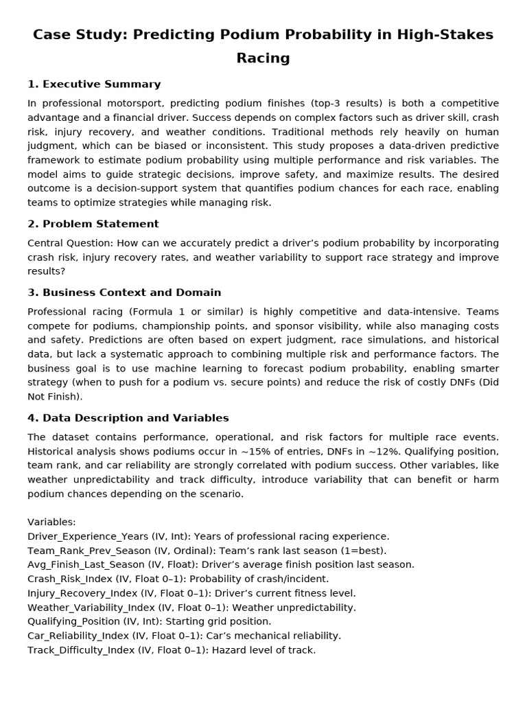 Podium Probability Case Study Expanded Designed Unicode | PDF | Risk ...