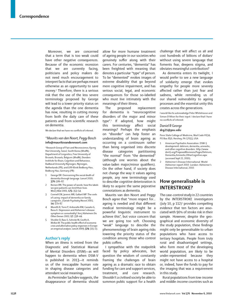 How Generalisable Is INTERSTROKE Lancet | PDF | Dementia | Biomarker