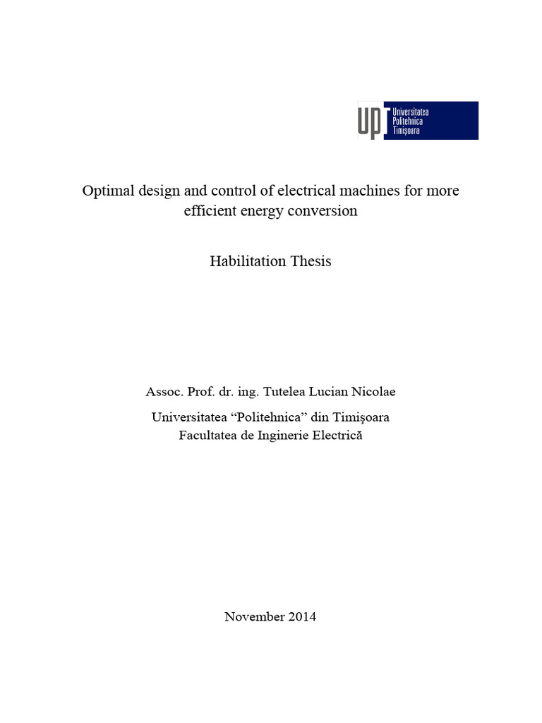 Optimal Design and Control of Electrical Machines For More | PDF ...