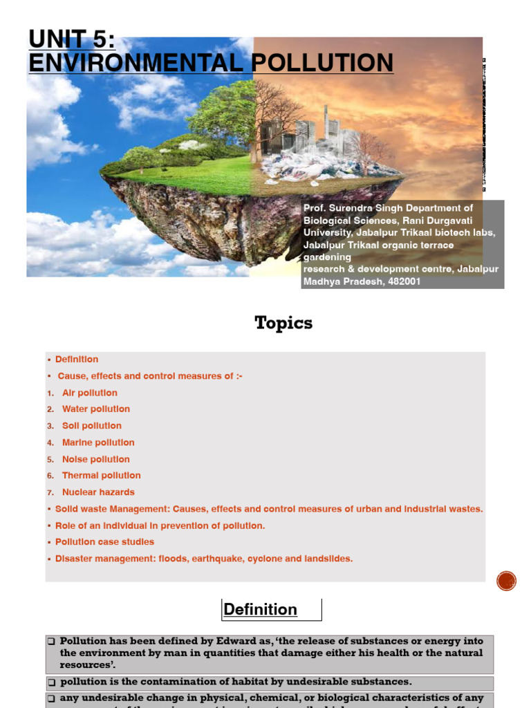 Unit 5 Environmental Pollution | PDF | Air Pollution | Earthquakes