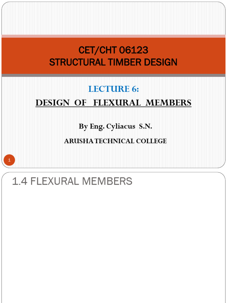 Lecture 6a - Design of Flexural Member | PDF | Bending | Buckling