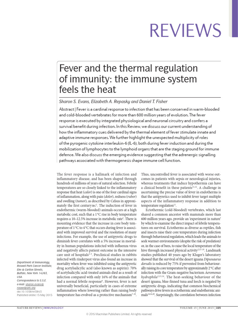 Fever and The Thermal Regulation of Immunity (The Immune System Feels ...