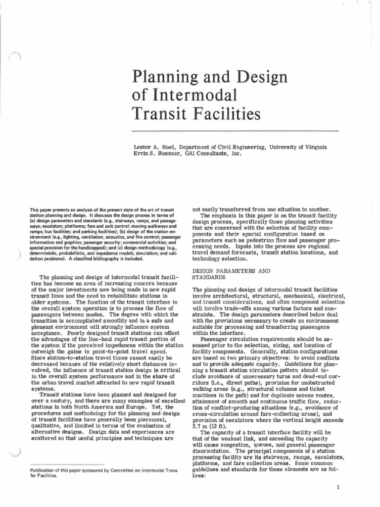 Planning and Design of Intermodal Transit Facilities | PDF