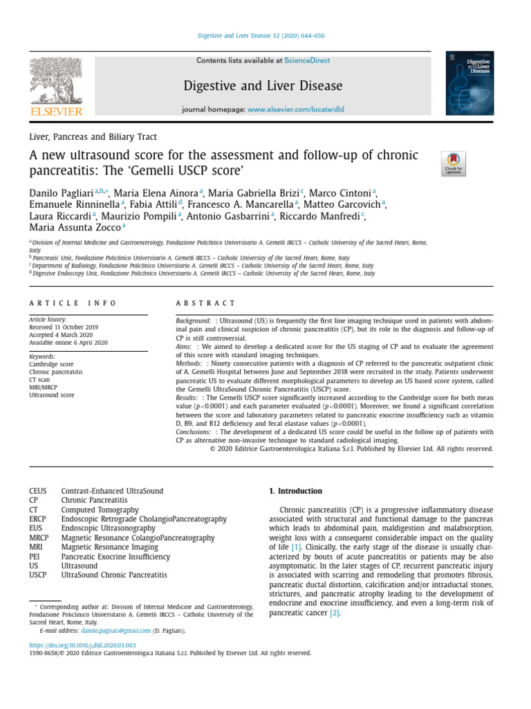 A New Ultrasound Score For The Assessment and Follow-Up of Chronic ...