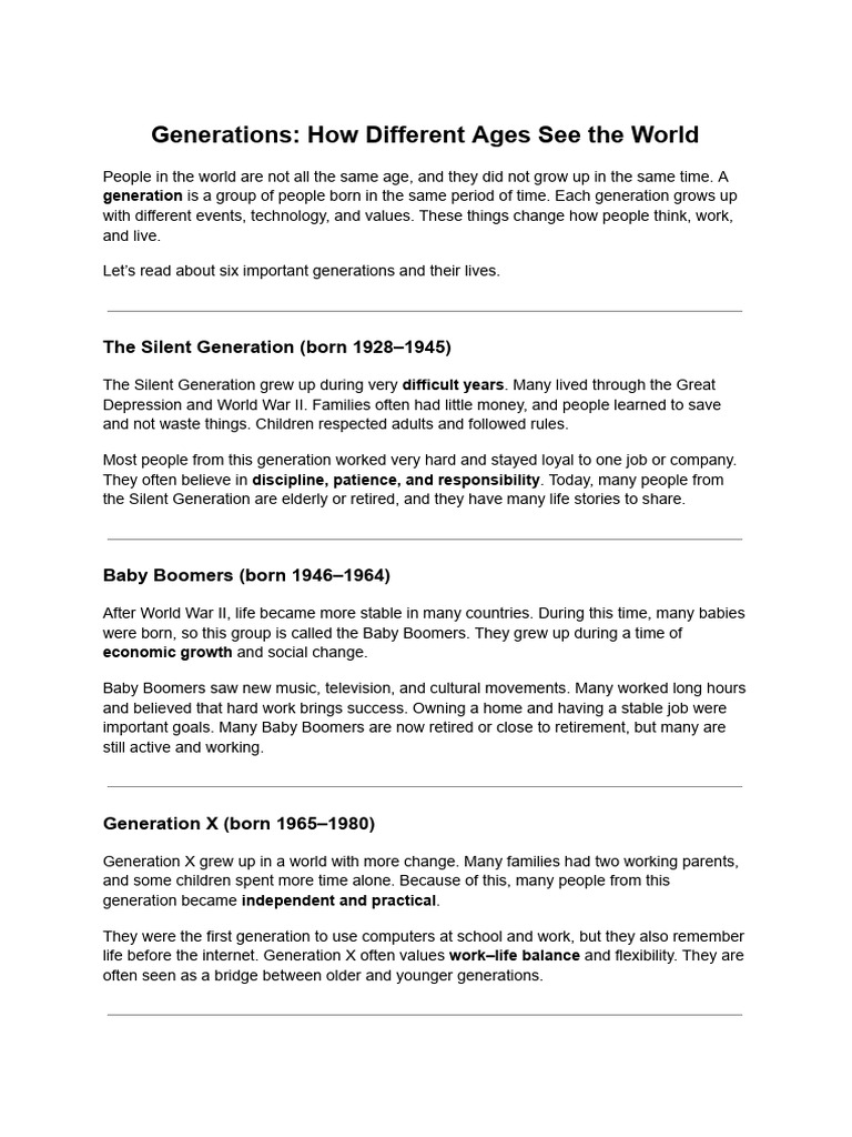 Generations - How Different Ages See The World | PDF | Baby Boomers ...