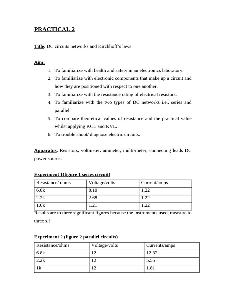 Group 2 Practical Report | PDF | Resistor | Electrical Resistance And ...