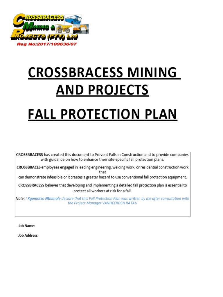 FALL PROTECTION PLAN Edited | PDF | Occupational Safety And Health | Rope