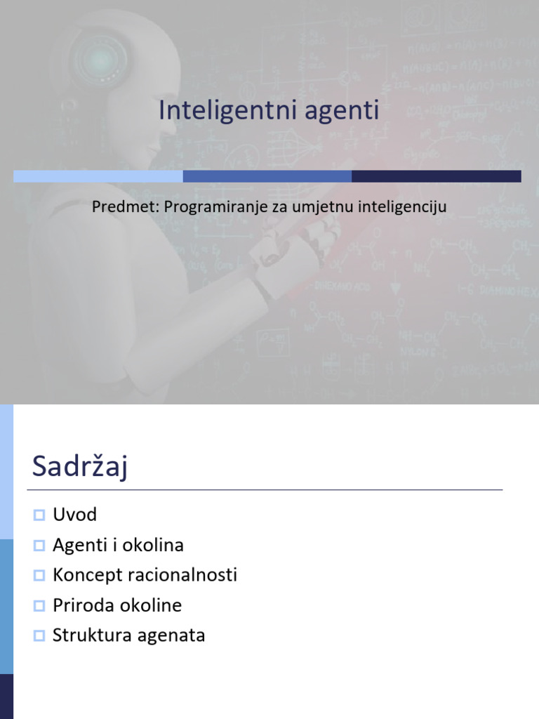 Inteligentni Agenti: Predmet: Programiranje Za Umjetnu Inteligenciju | PDF