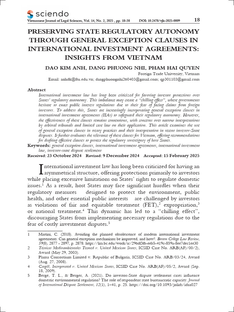 Preserving State Regulatory Autonomy Through General Exception Clauses ...