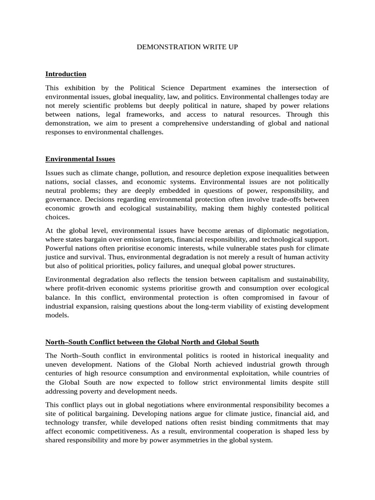 Demonstration Write Up | PDF | Environmental Law | Sustainability