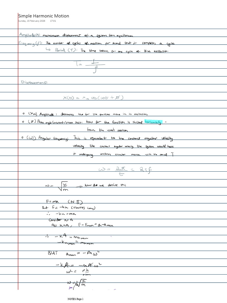 Simple Harmonic Motion | PDF