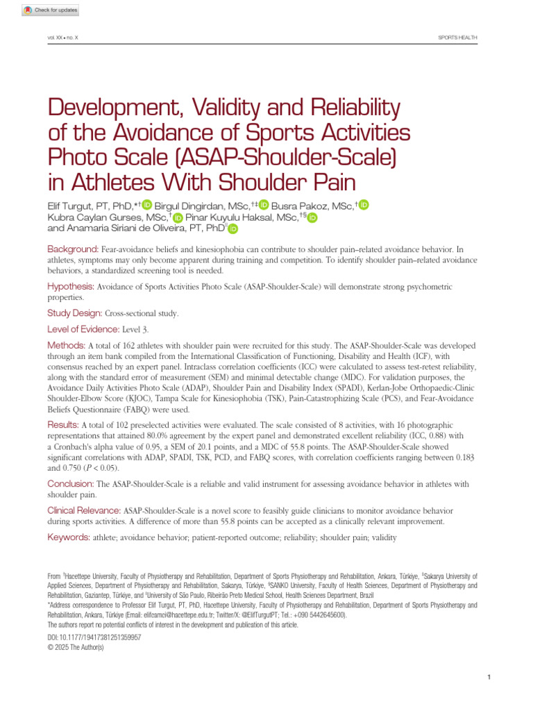 Turgut Et Al 2025 Development Validity and Reliability of The Avoidance ...