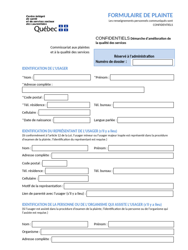 Formulaire de Plainte Web Francais | PDF