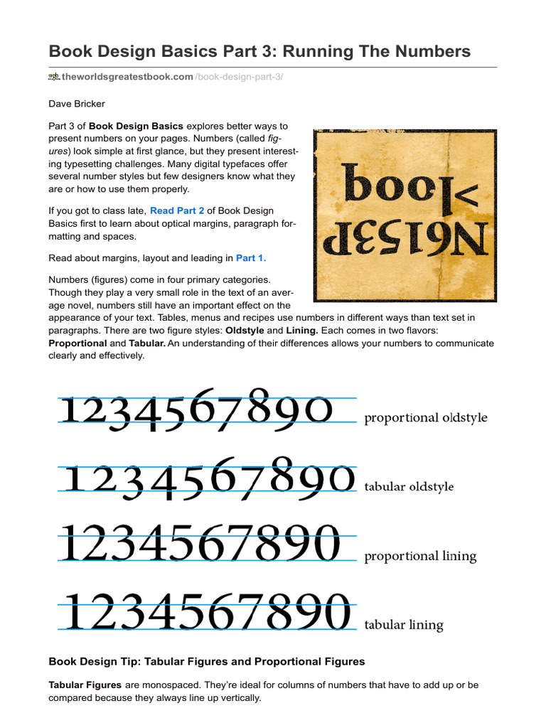 Book Design Basics Part 3 Running The Numbers | PDF | Typefaces ...