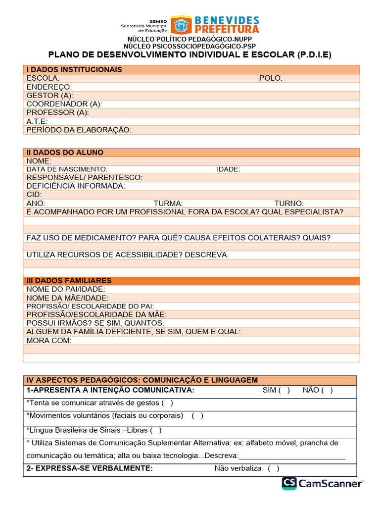 Pdie-Pei Modelo Preenchido | PDF | Pedagogia | Pensamento