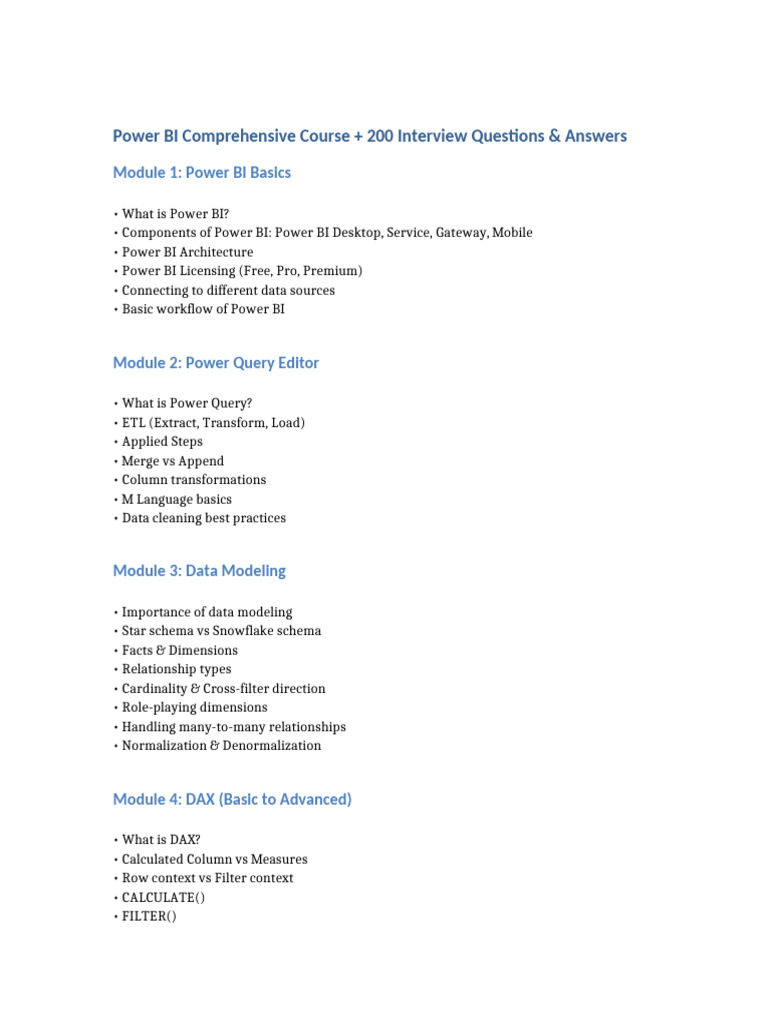PowerBI Full Course Detailed | PDF