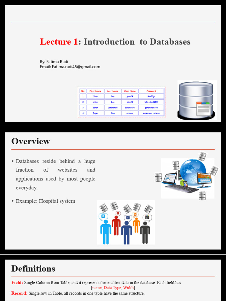 Fundamentals of Database System Lec1 | PDF | Databases | Information ...