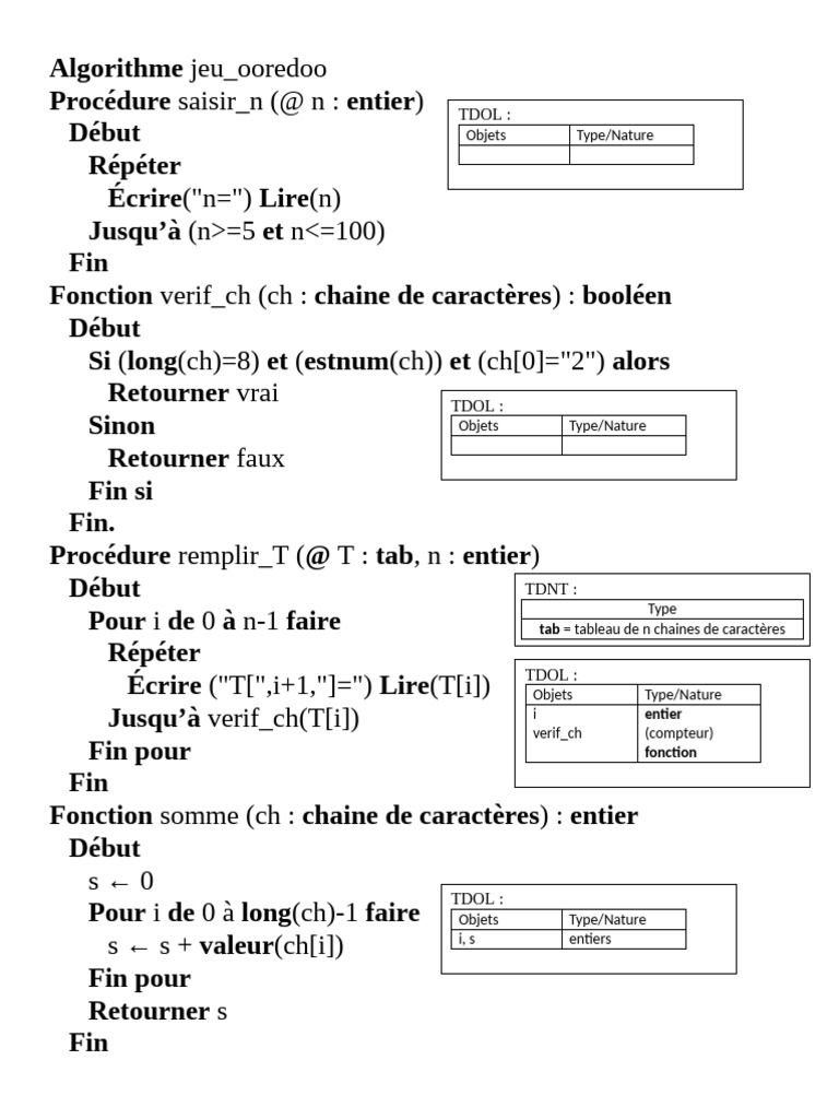 Algorithme Jeu Ooredoo | PDF