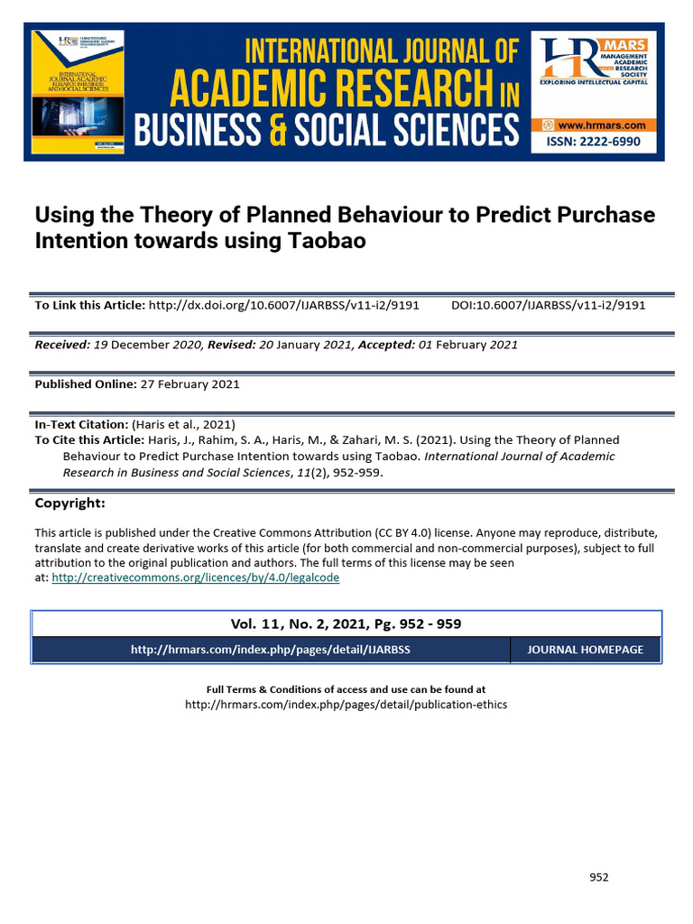 Using The Theory of Planned Behaviour To Predict Purchase Intention ...