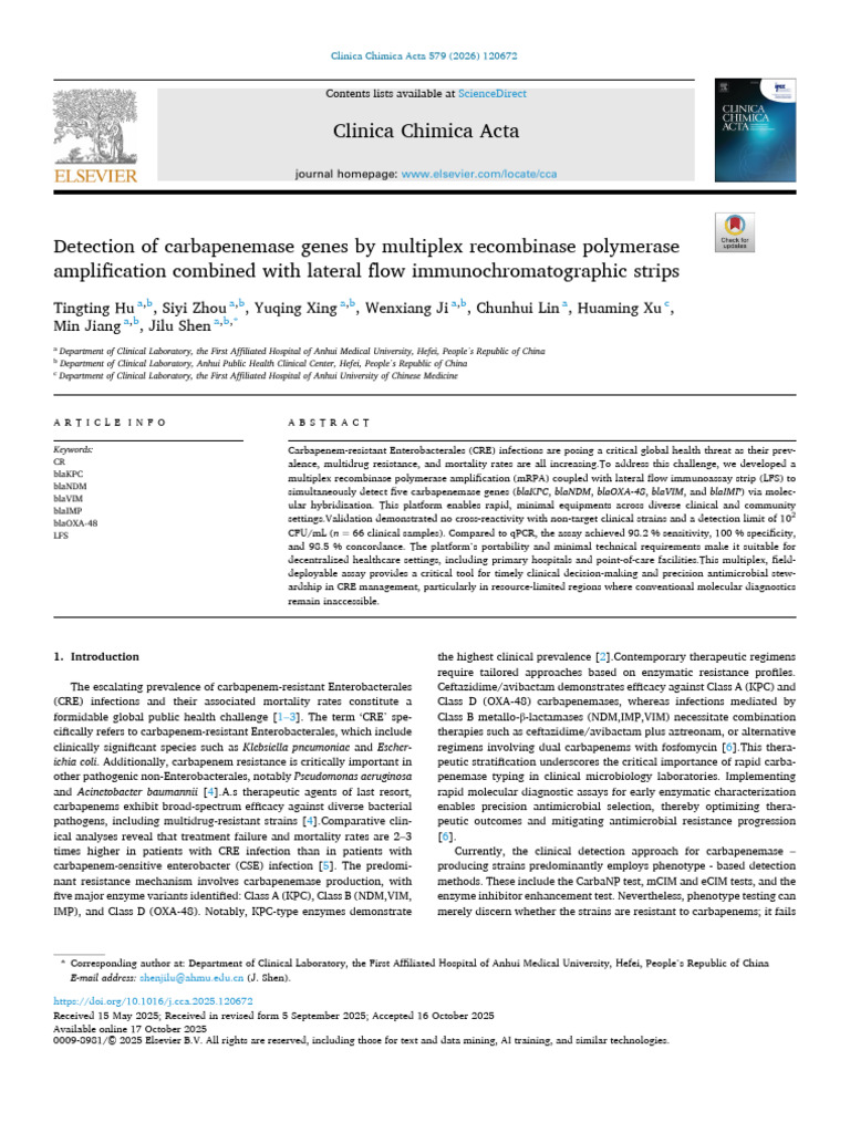 Detection of Carbapenemase Genes by Multiplex Recombinase Poly 2026 ...
