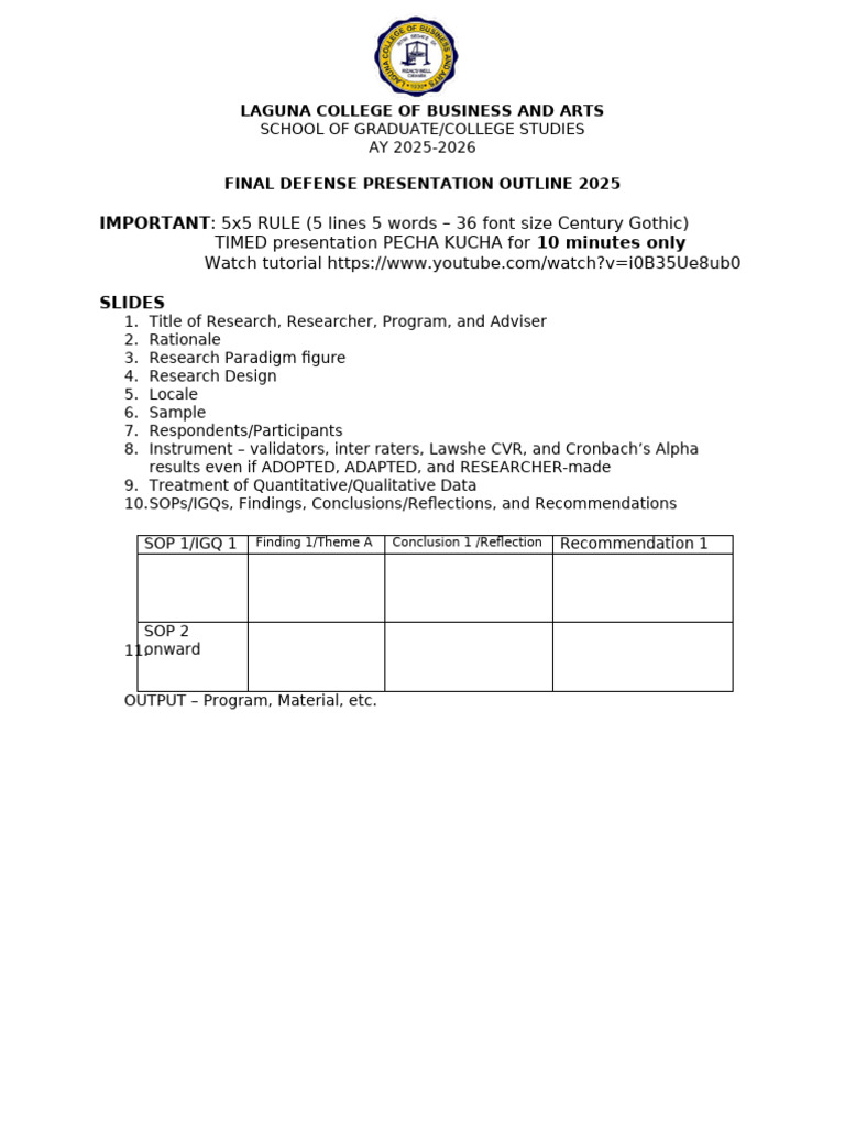 Final Defense PPT Guidelines 2025 | PDF