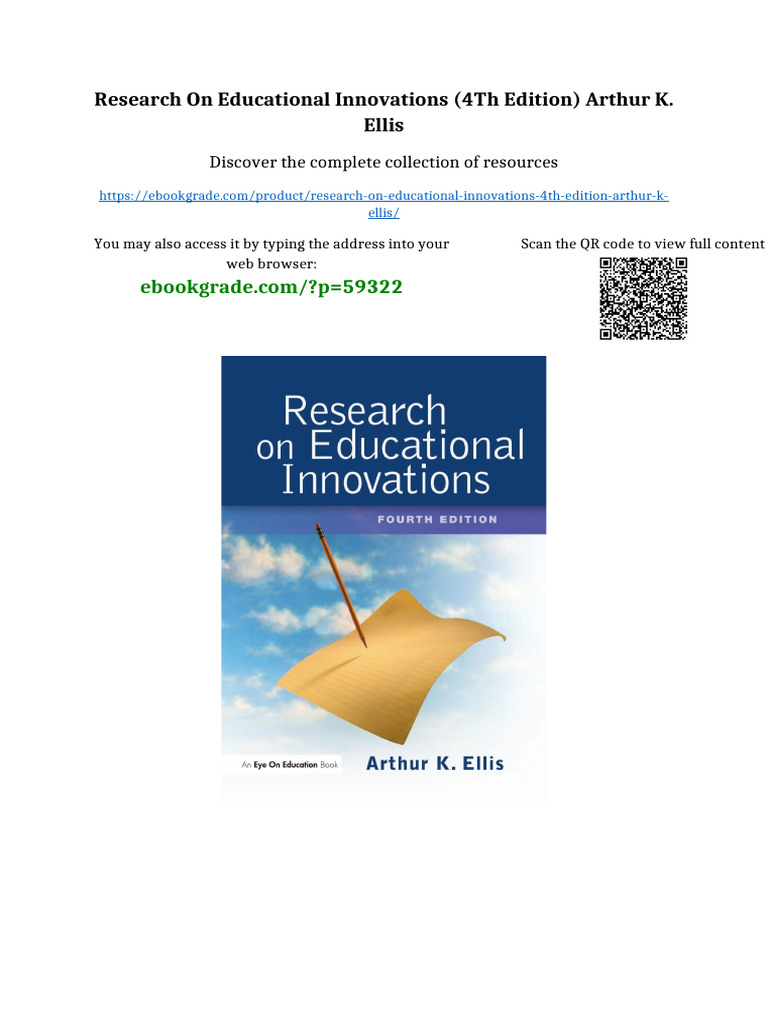 Research On Educational Innovations (4th Edition) Arthur K. Ellis ...