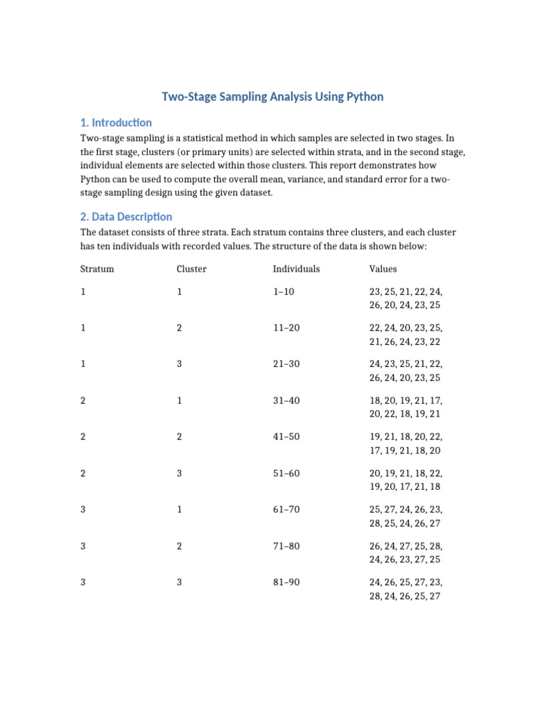 Two Stage Sampling Standard Report | PDF | Standard Error | Sampling ...