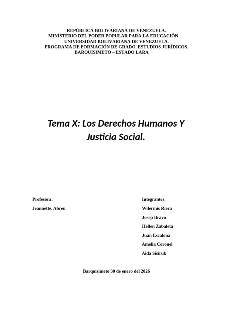 Tema X. Derechos Humanos y Justicia Social | PDF