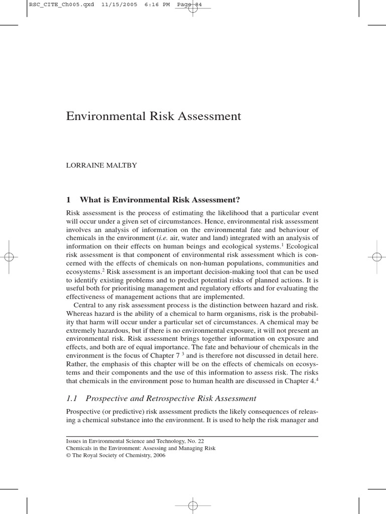 Environmental Risk Assessment | PDF | Risk Assessment | Ecological ...