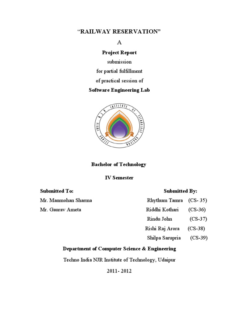 Railway Reservation System Project Report | PDF | Use Case | Databases