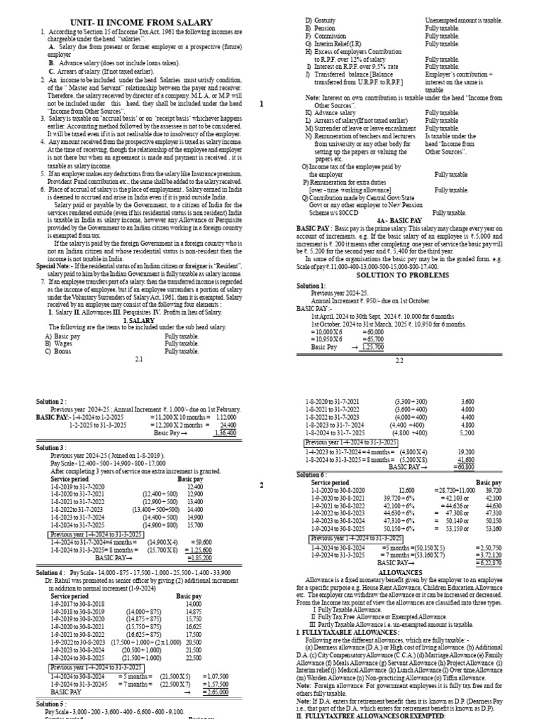 Unit II Salary 2025-26 | PDF | Cost Of Living | Employee Benefits