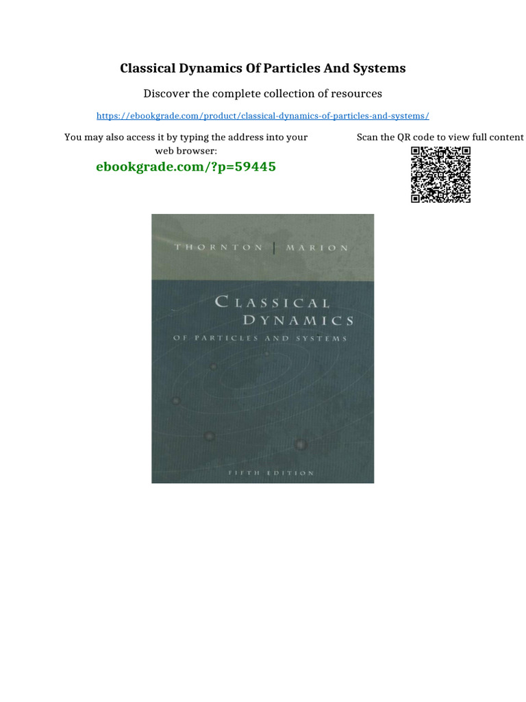 Classical Dynamics of Particles and Systems Available Instanly | PDF ...