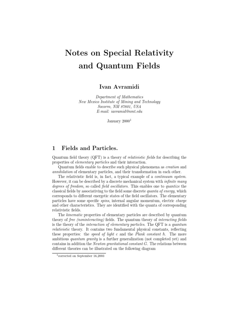 Notes On Special Relativity and Quantum | PDF | General Relativity | Tensor
