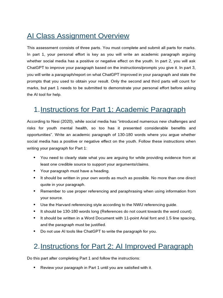 Class Assignment Instructions | PDF | Human Communication