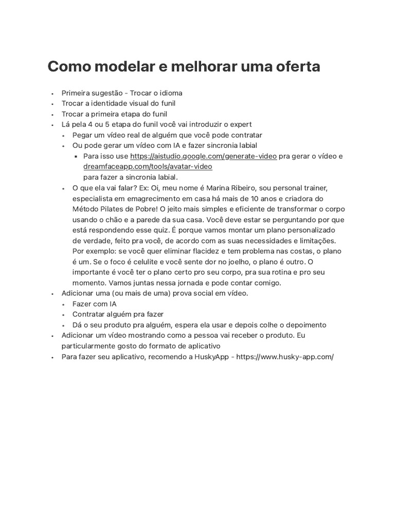 Doc13 - Como Modelar e Melhorar Uma Oferta | PDF