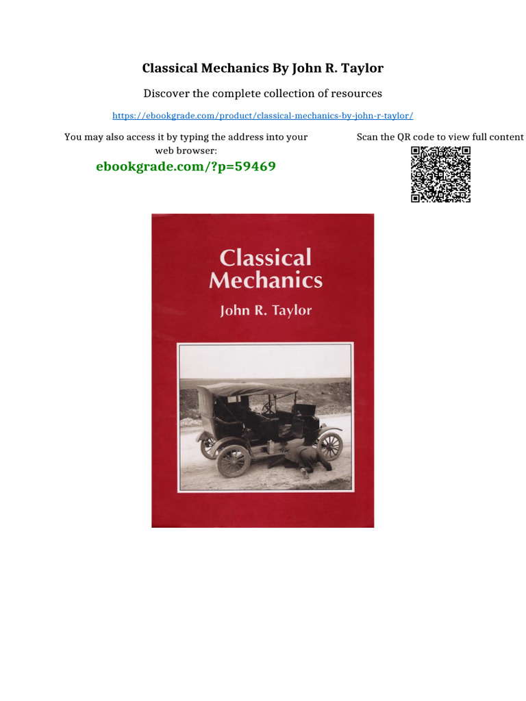 Classical Mechanics by John R. Taylor Available Full Chapters | PDF ...