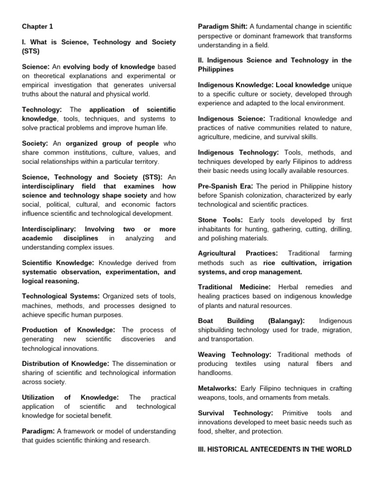 Chapter 1 Key Terms STS | PDF | Science | Knowledge