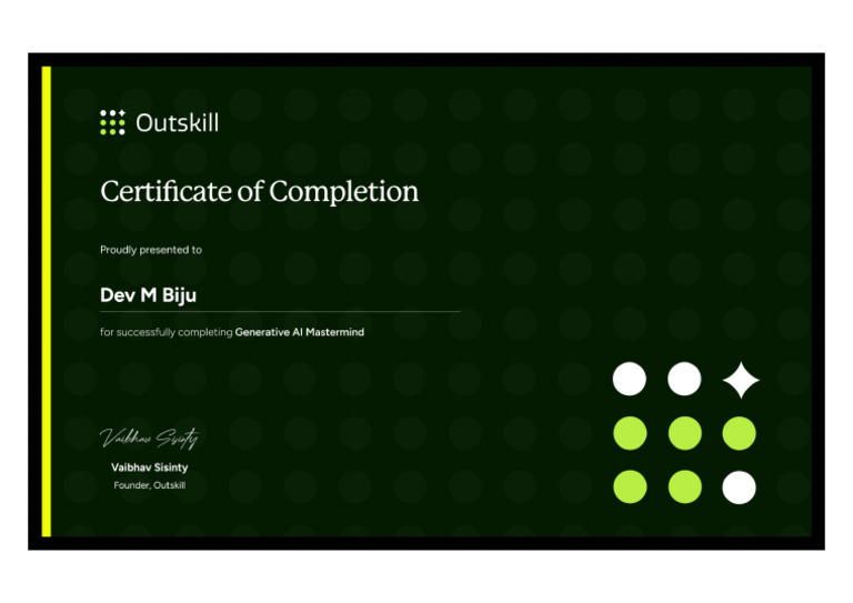 Dev M Biju Certificate | PDF