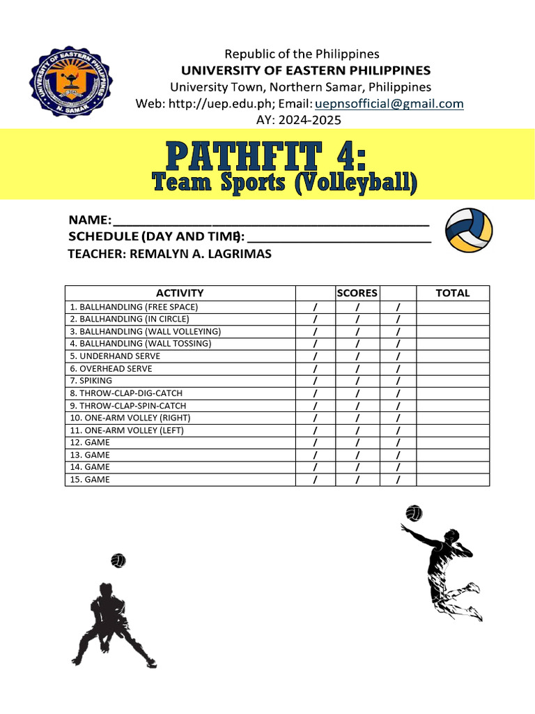Volleyball Activity Sheet Basic Skills | PDF