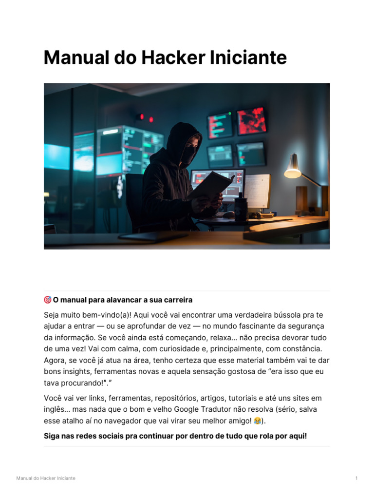 Manual Do Hacker Iniciante | PDF | Informática | Engenharia da Computação