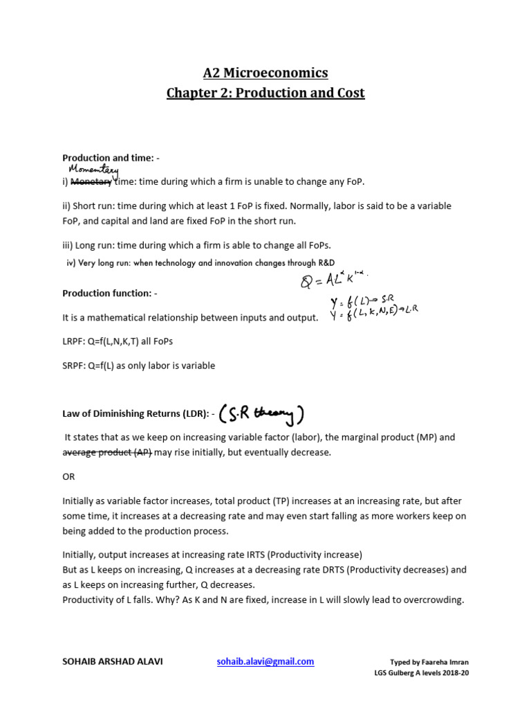 A2 Economics Chapter 2 | PDF | Economies Of Scale | Business