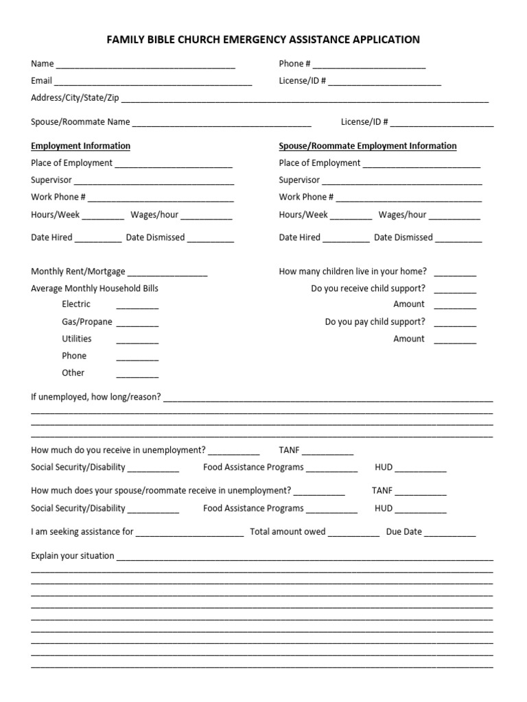 Emergency Assistance Application Fillable | PDF | Economies