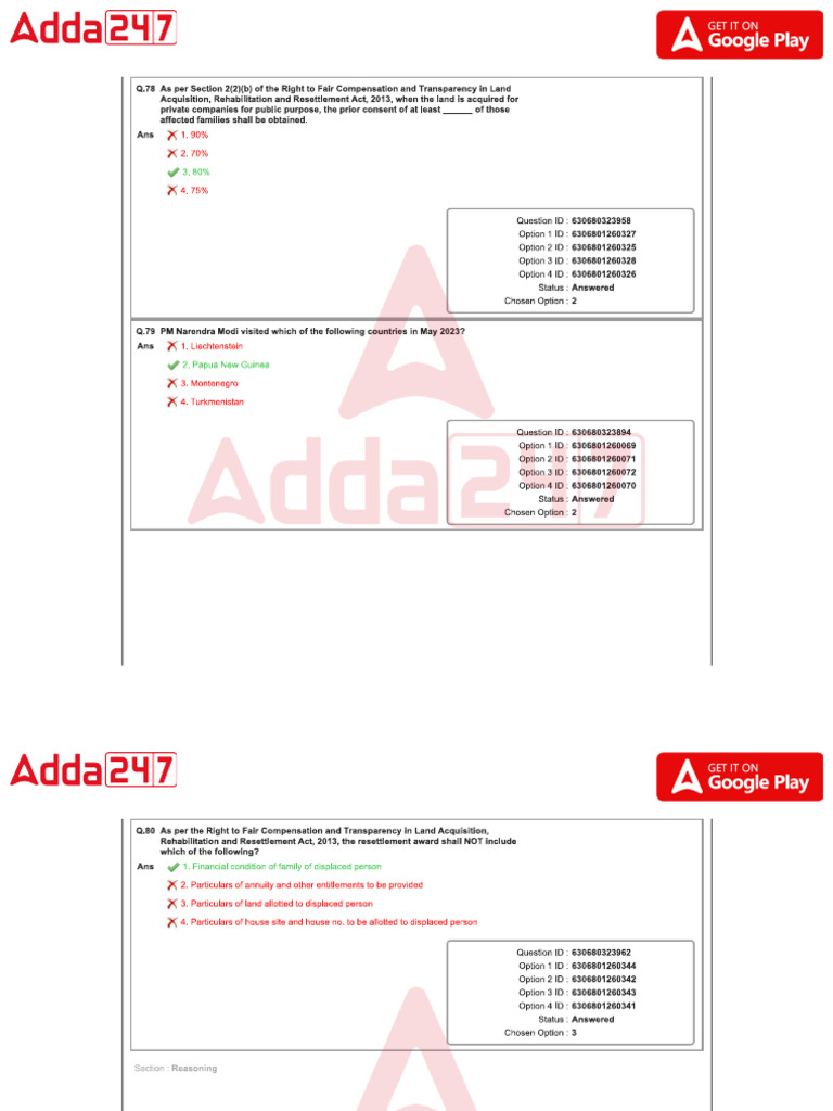 DDA Naib Tehsildar 2023 Shift 1 Pages 3 | PDF