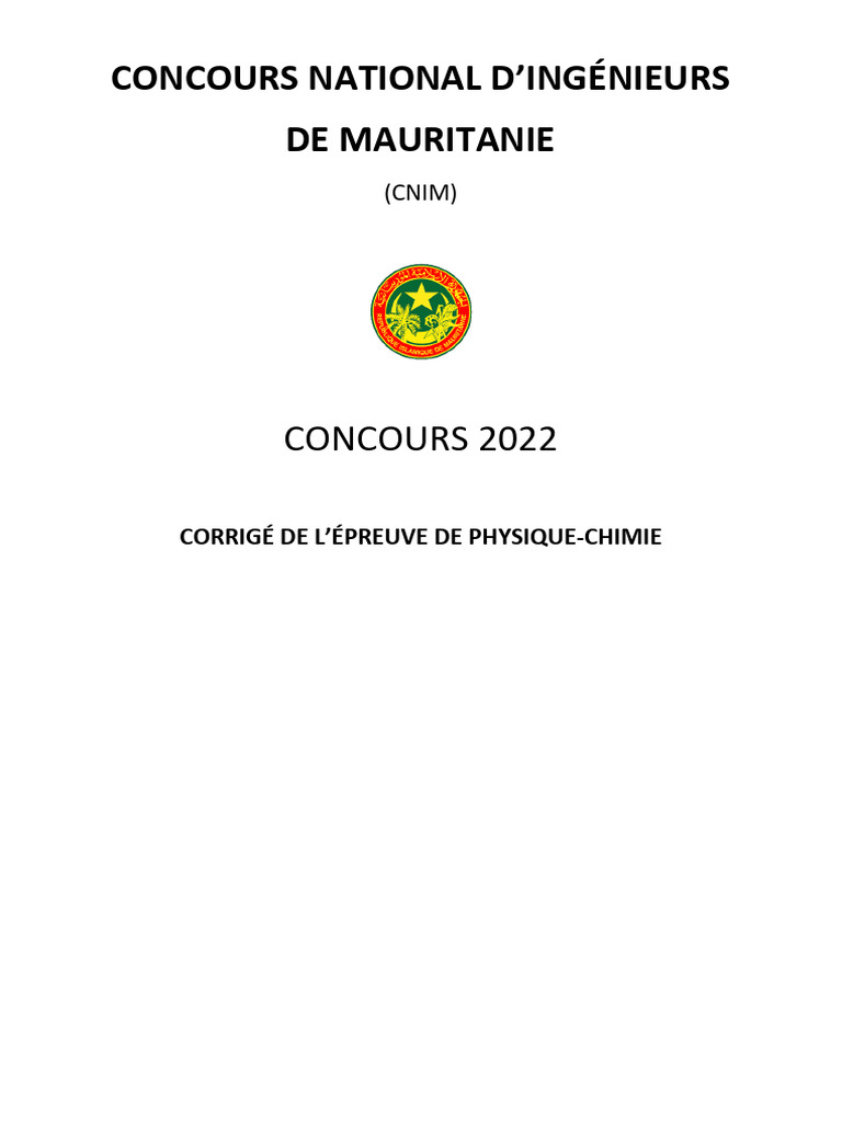 CNIM 2022 Corrigé | PDF | Liaison chimique | Eau