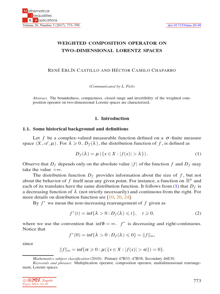 Weighdet Composition Operators On Two-Dimensional Lorent Spaces | PDF ...