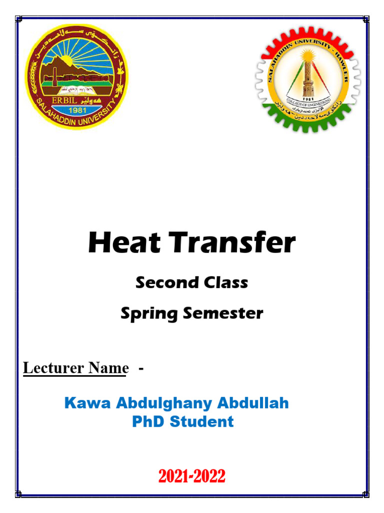 Heat Transfer Lectures 2023-2024 | PDF