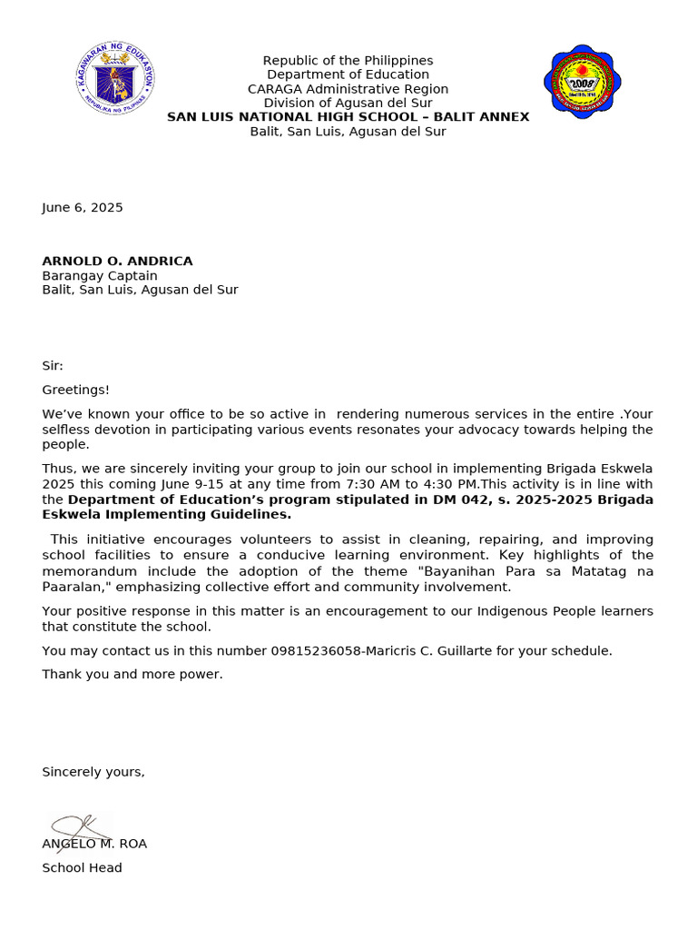 Brigada Eskwela Invitation | PDF