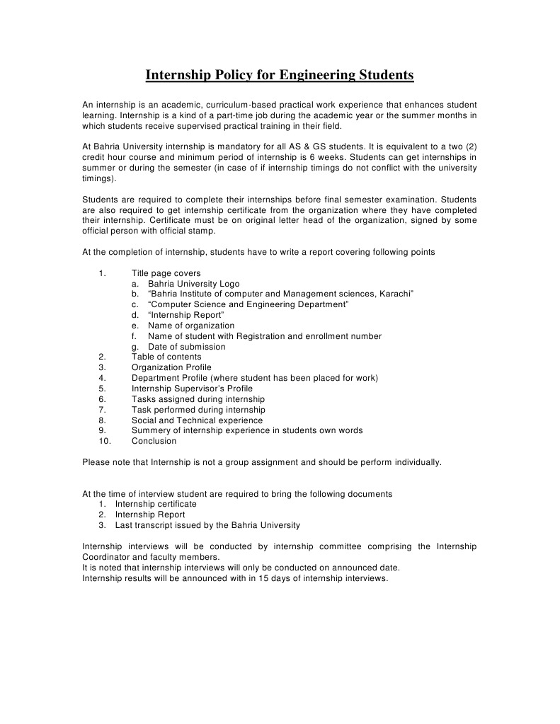 Internship Policy & REPORT | PDF | Career & Growth | Business