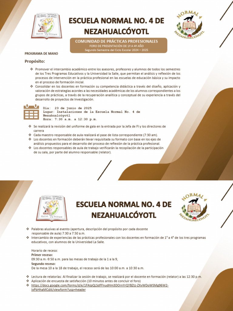 Programa de Mano Foro Prácticas | PDF | Enseñando | Salón de clases