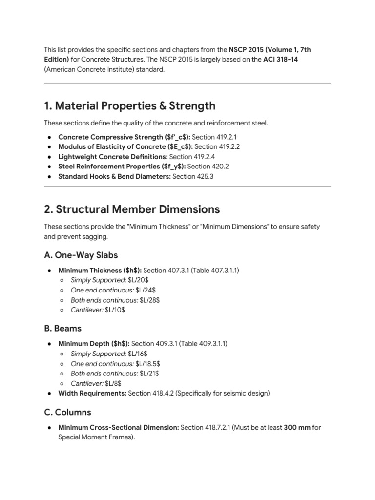 NSCP 2015 Concrete Structure Sections | PDF | Beam (Structure) | Concrete